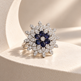 Layered Flower AD Stone Ring