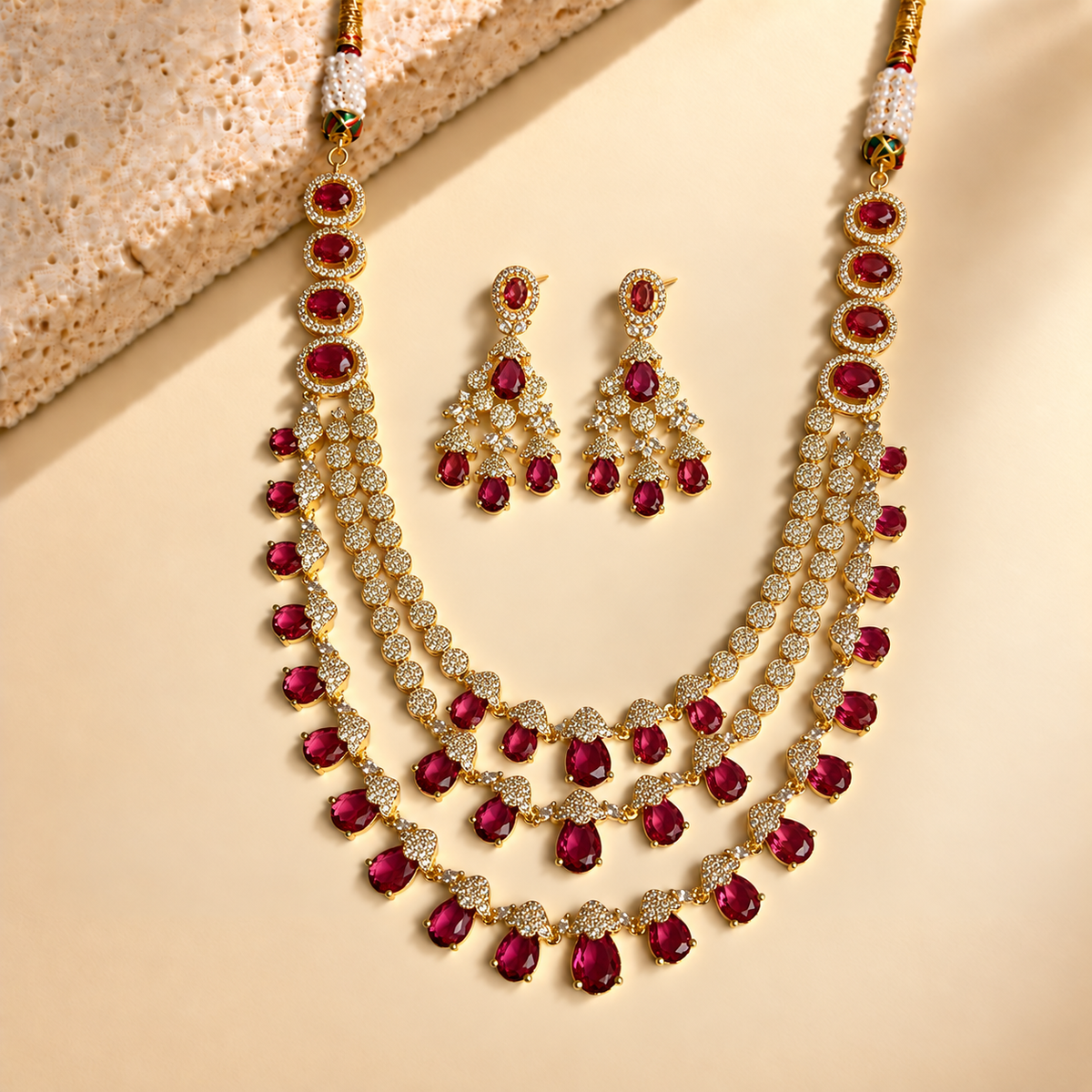 Pear Drop Tiered Necklace Set