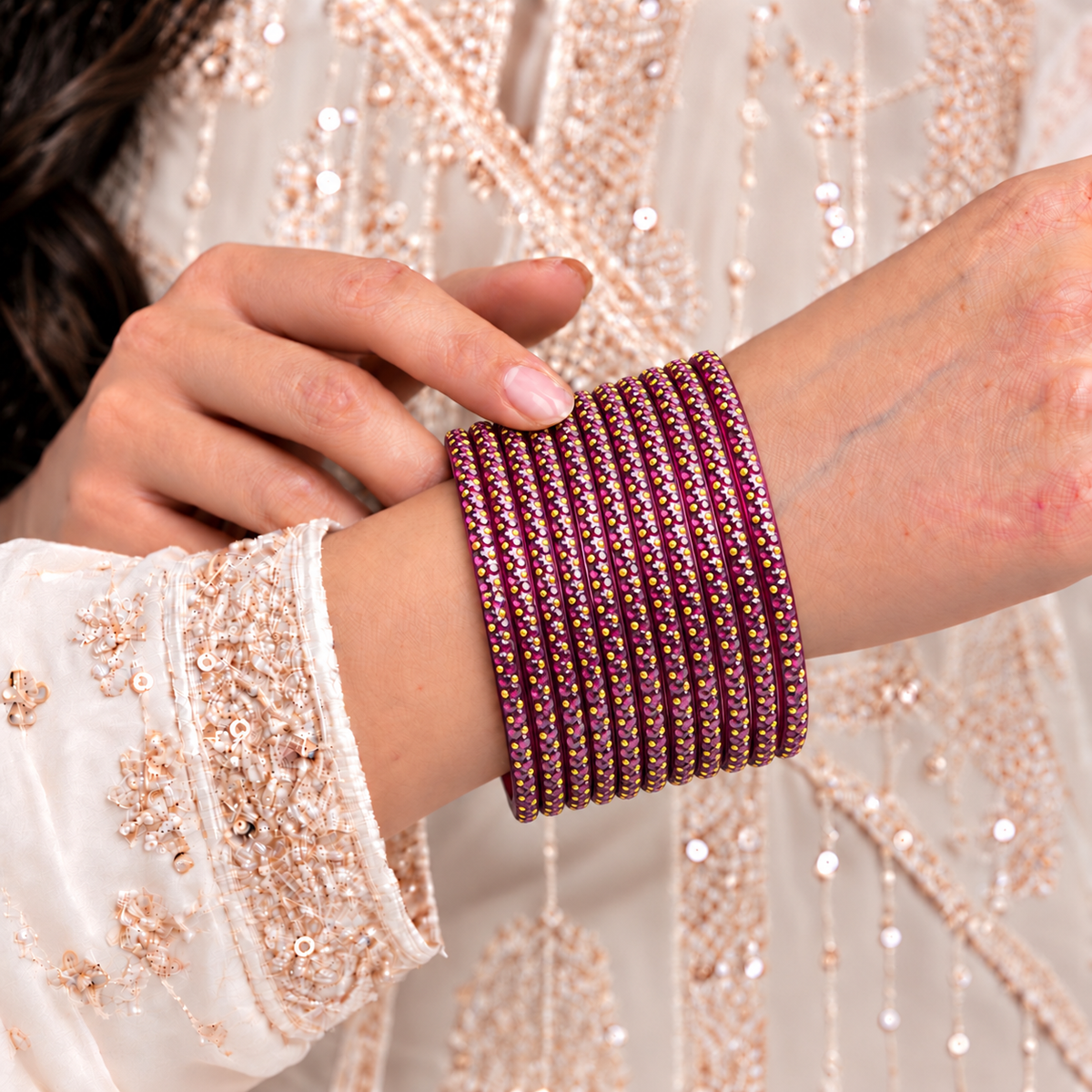 Golden Dot Glass Bangle