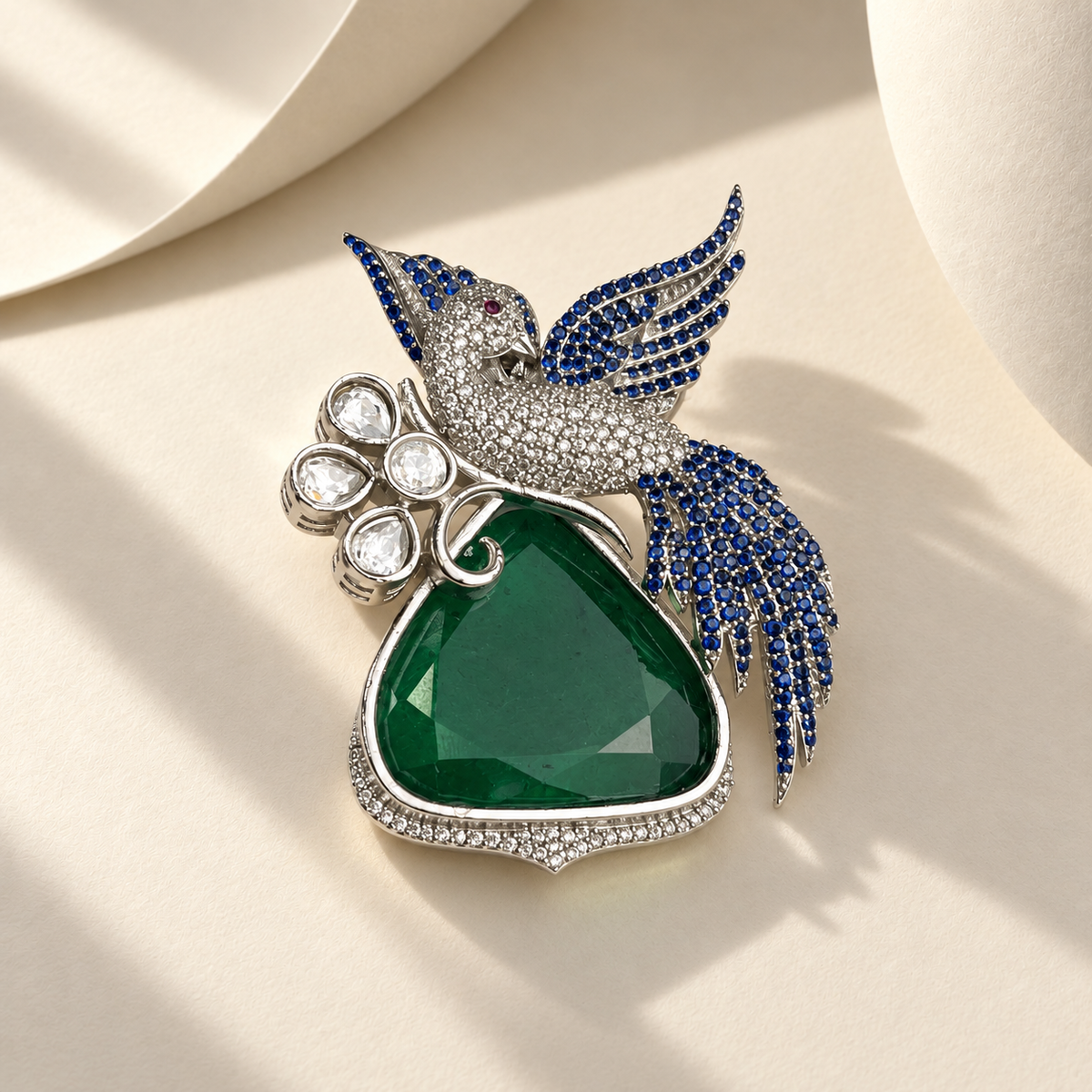 Peacock Green Stone Designer Brooch