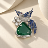Peacock Green Stone Designer Brooch