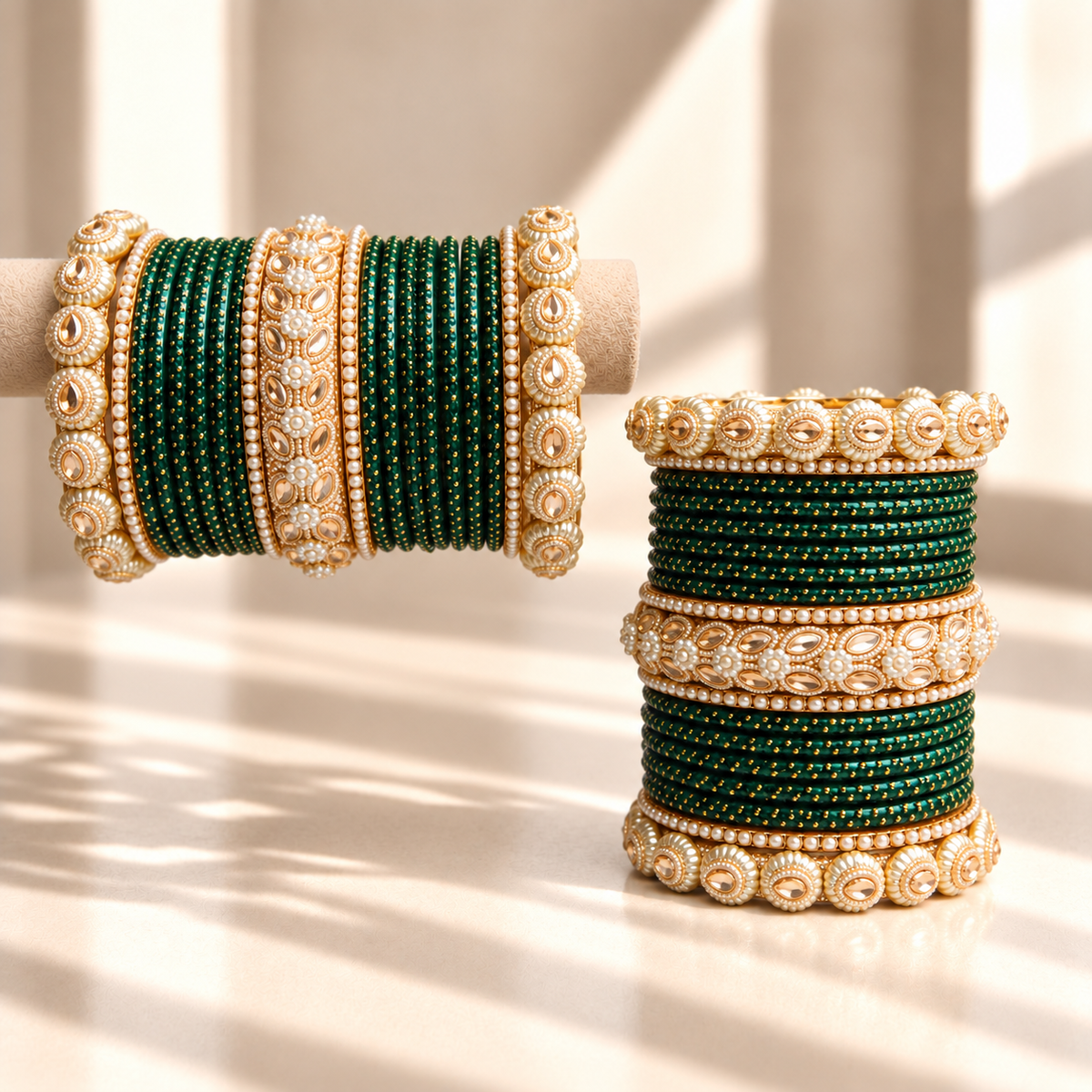 Drop Border Glass Bangle Set