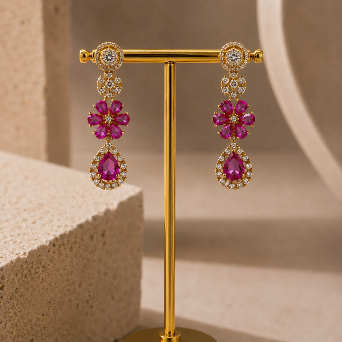Twin Drop Motif Jewellery Set