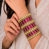 Floral Kundan Stone Bangle Set