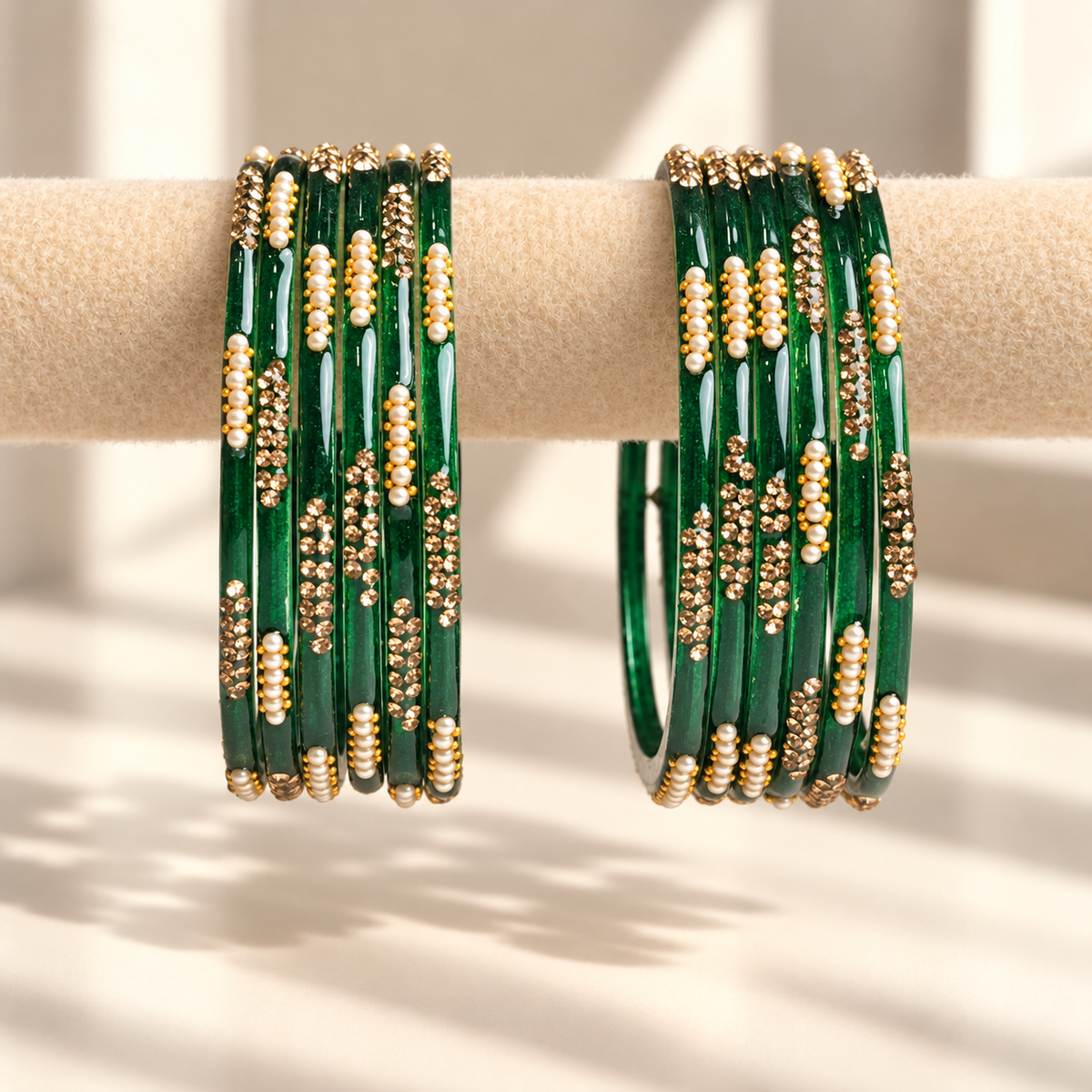 Pearl Line Glass Bangle
