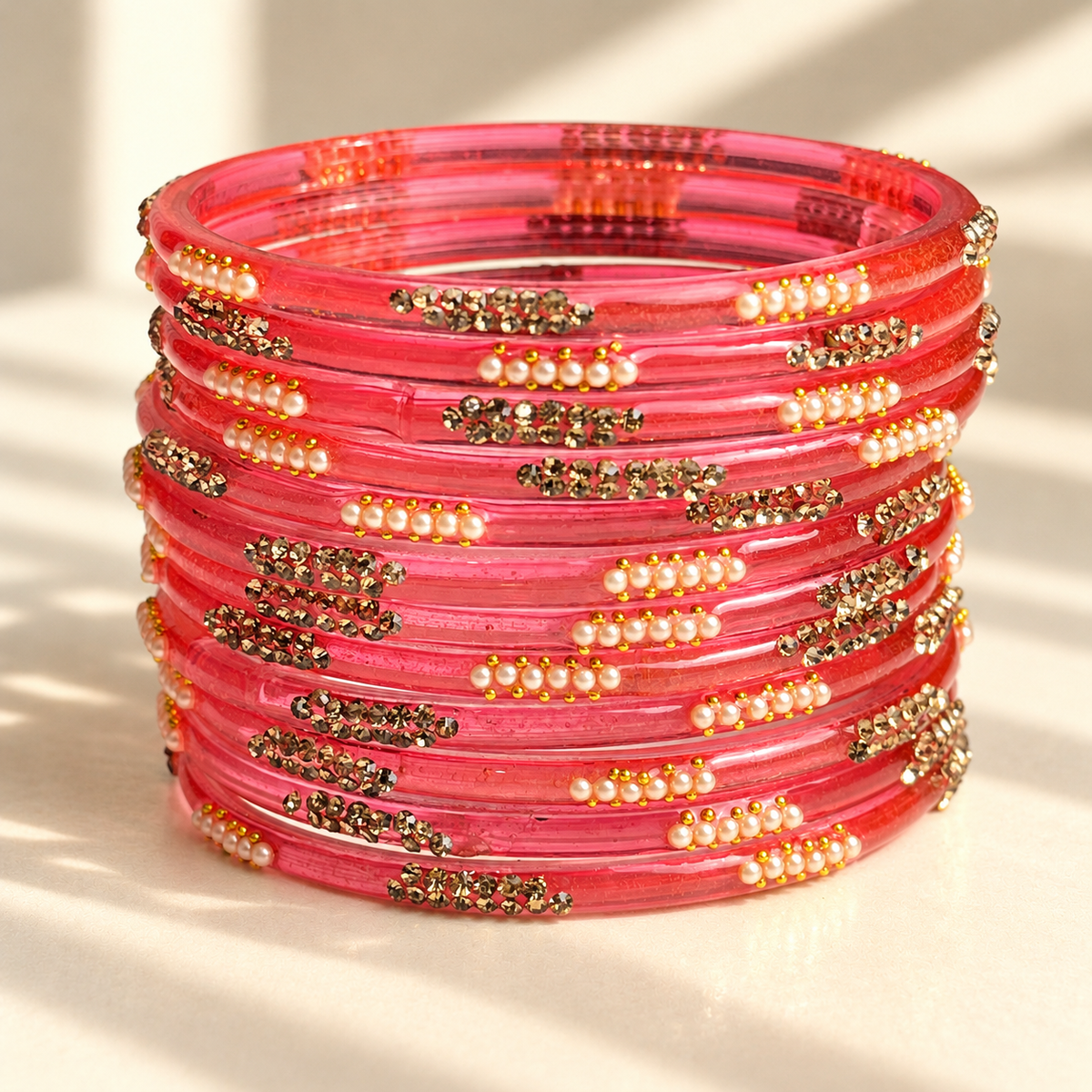 Pearl Line Glass Bangle