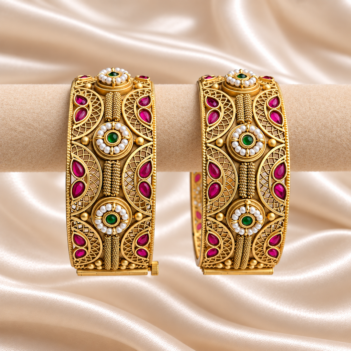 Rajwada Pearl Cutwork Openable Kada