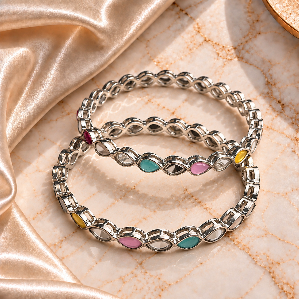 Big Drop Stone Line Bangles