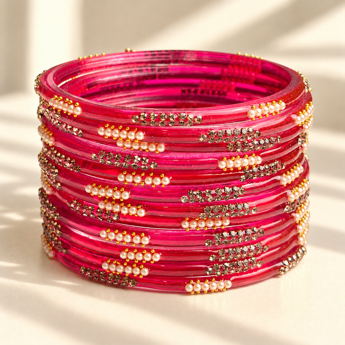 Pearl Line Glass Bangle