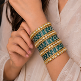 Floral Kundan Stone Bangle Set