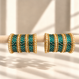 Floral Kundan Stone Bangle Set