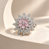 Layered Flower AD Stone Ring