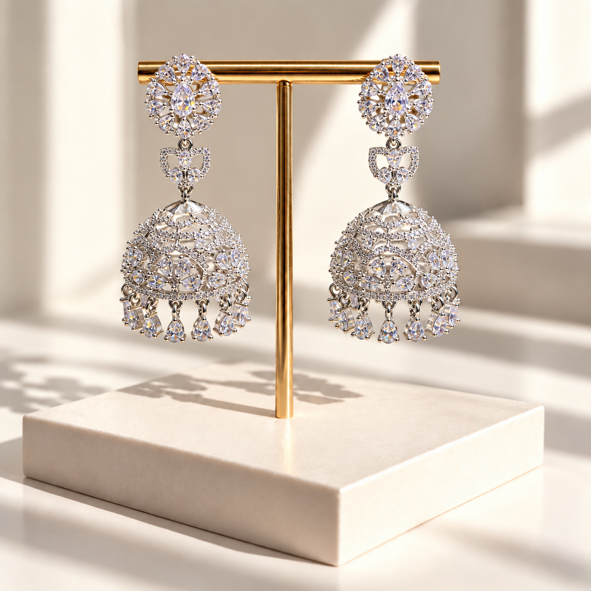 Elegant Stone Drop Jhumkas