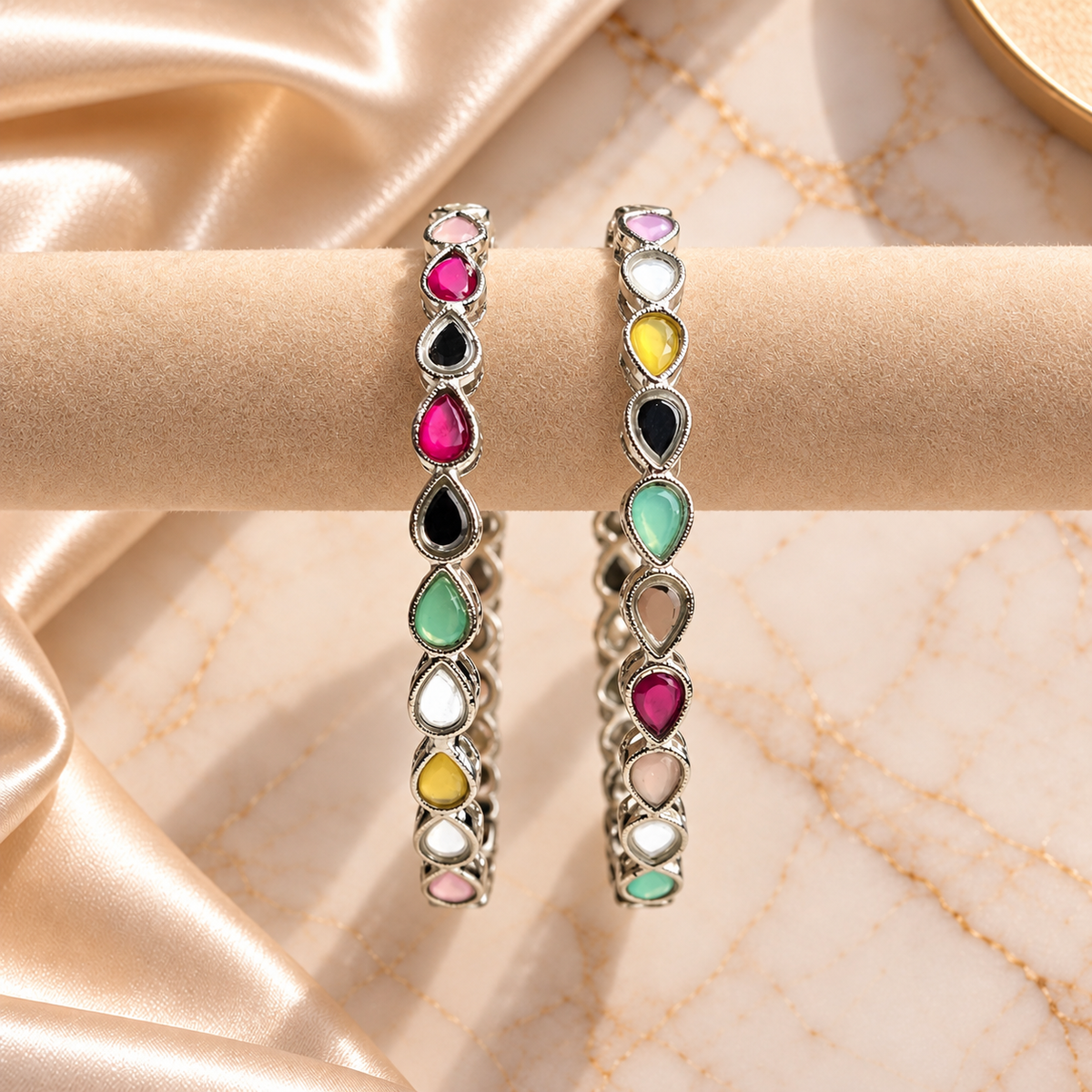 Big Drop Stone Line Bangles