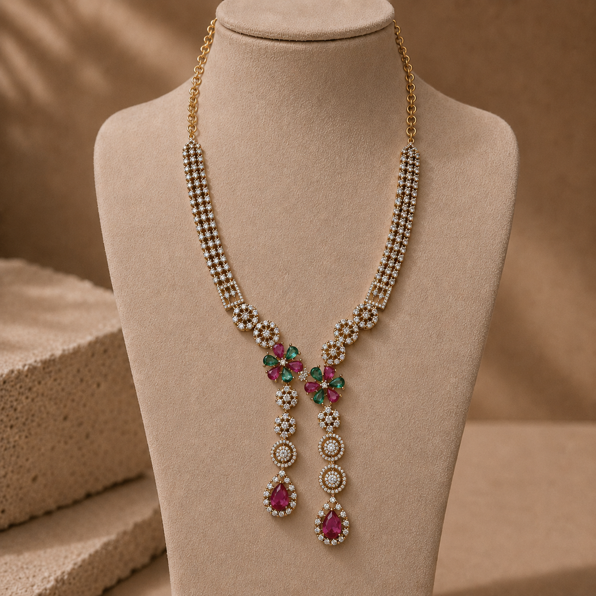 Twin Drop Motif Jewellery Set