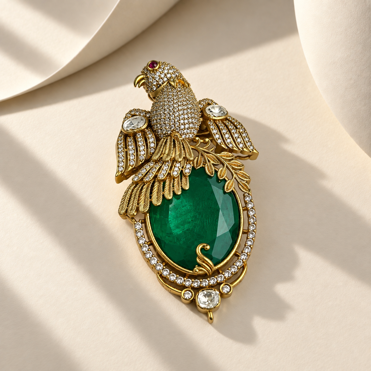 Moissanite Kundan Brooch