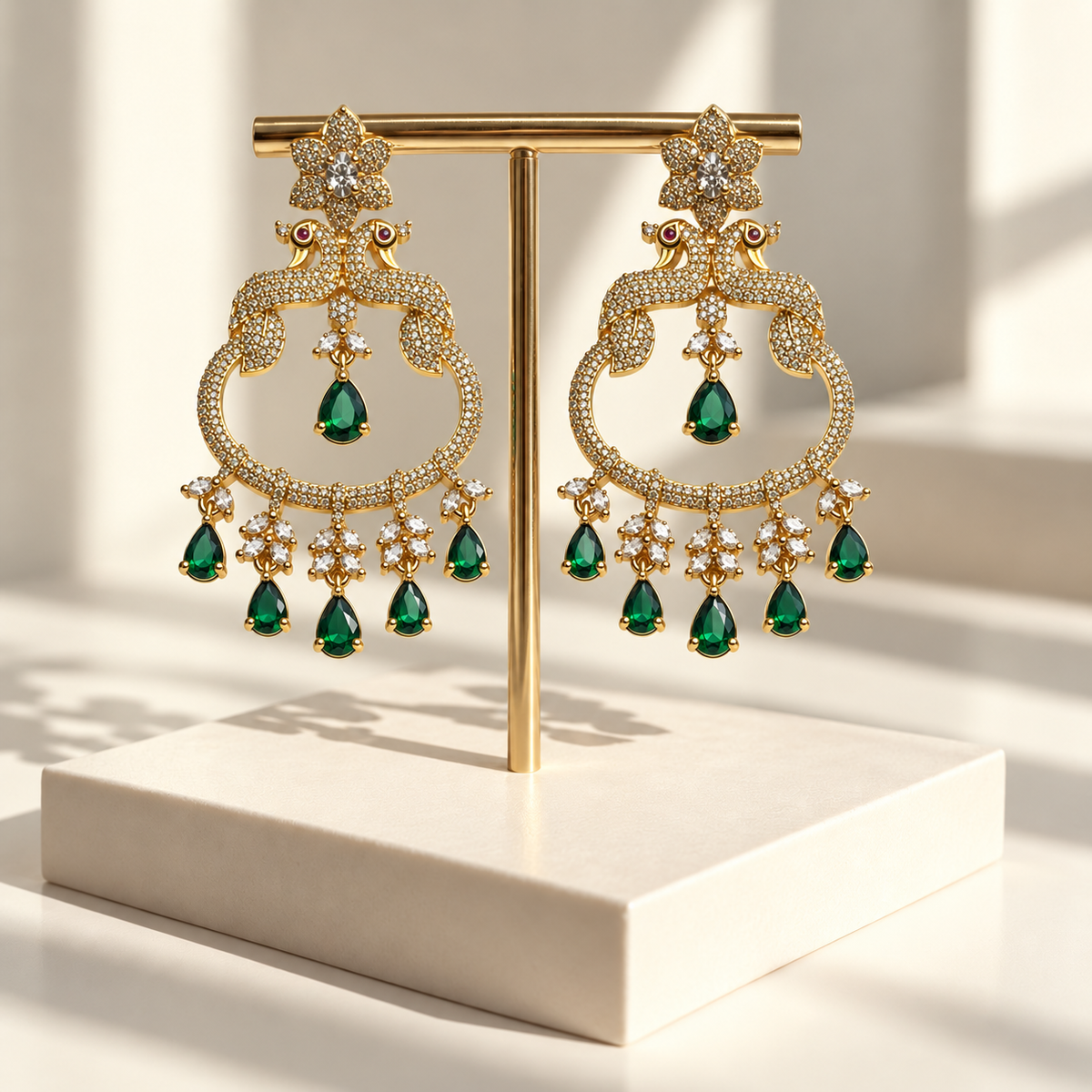 Royal Peacock Drop Earrings
