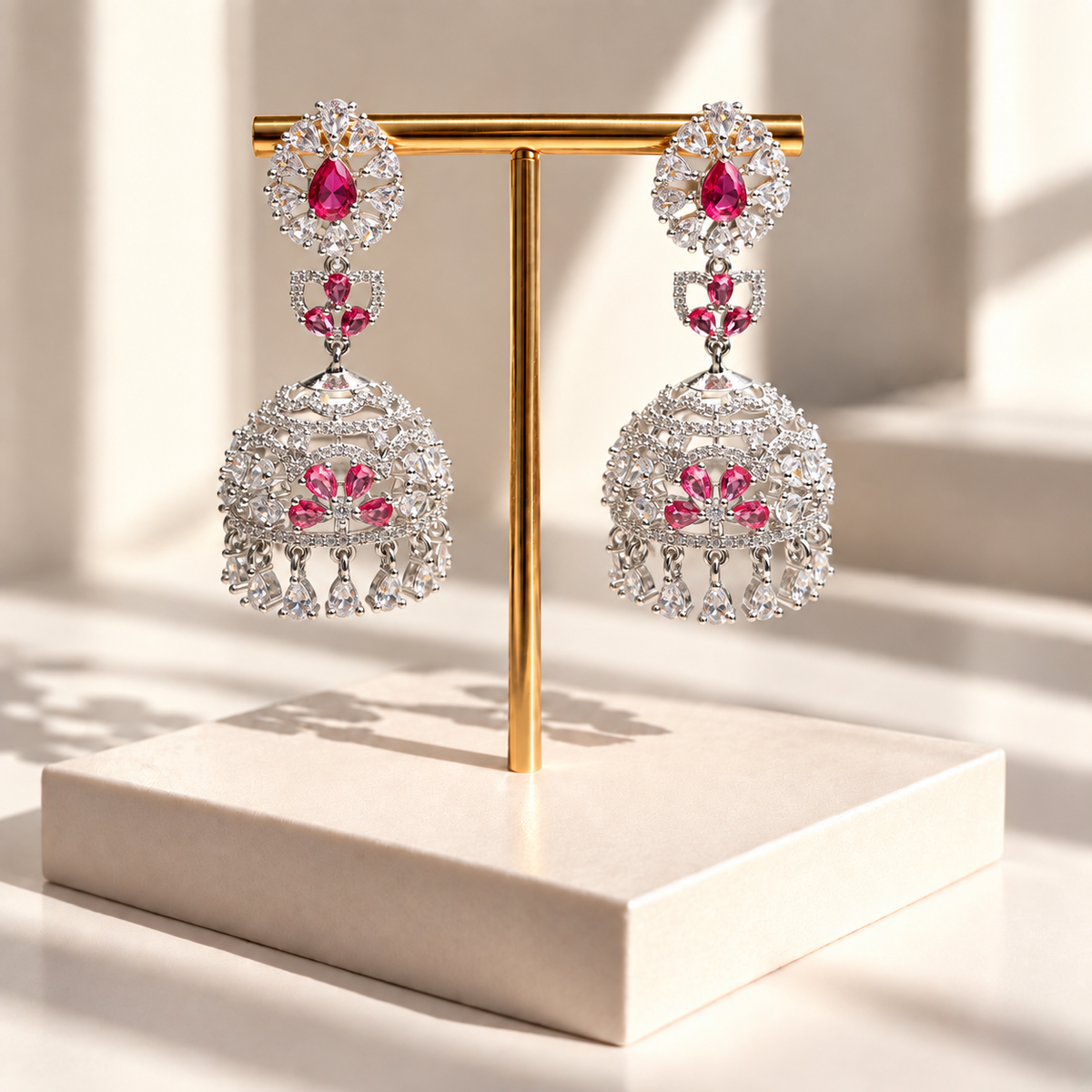 Elegant Stone Drop Jhumkas