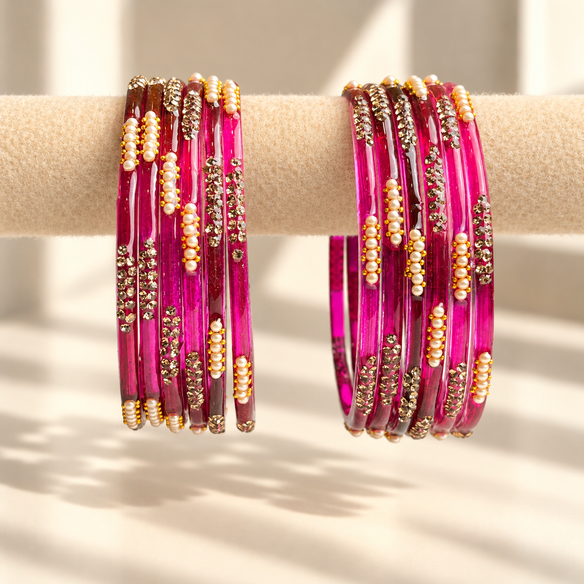 Pearl Line Glass Bangle