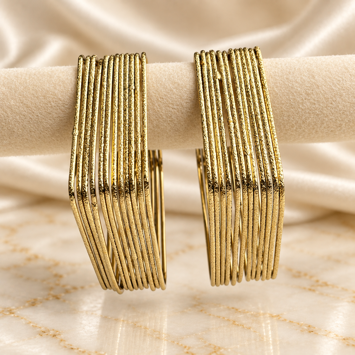 Square Textured Metal Bangles
