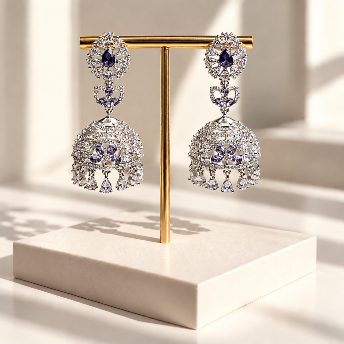Elegant Stone Drop Jhumkas