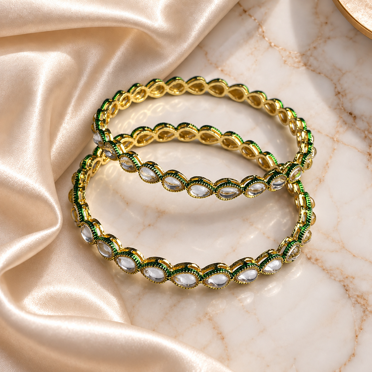 Kundan Tear Drop Line Bangles