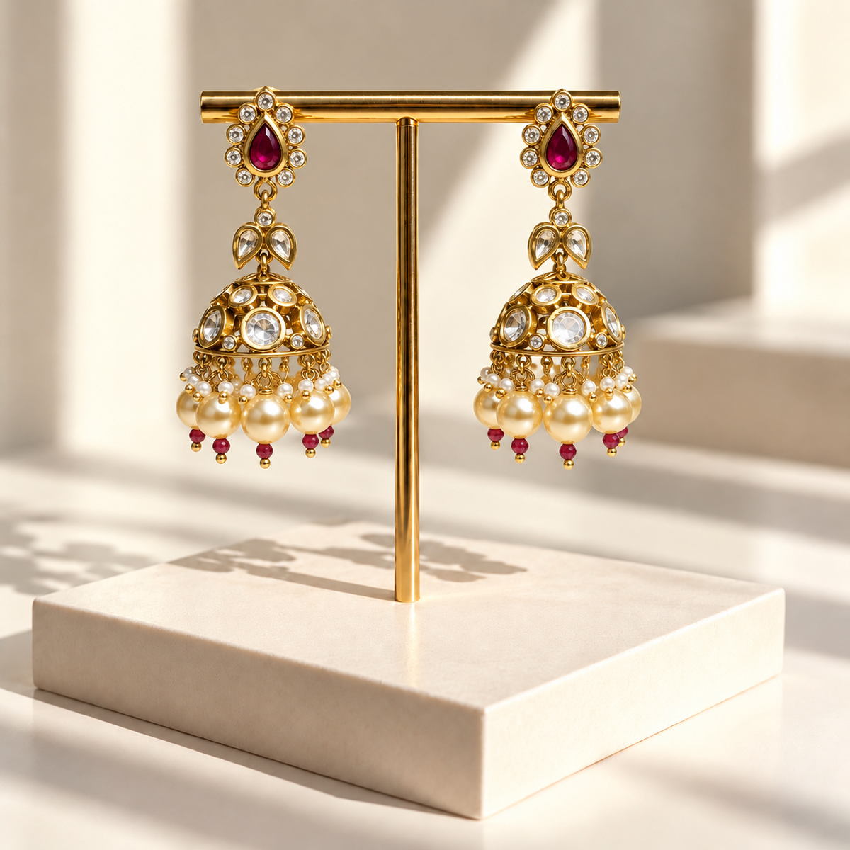 Teardrop Pearl Jhumka Earrings