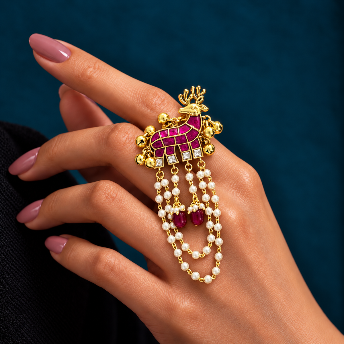 Deer Ghungroo Ring