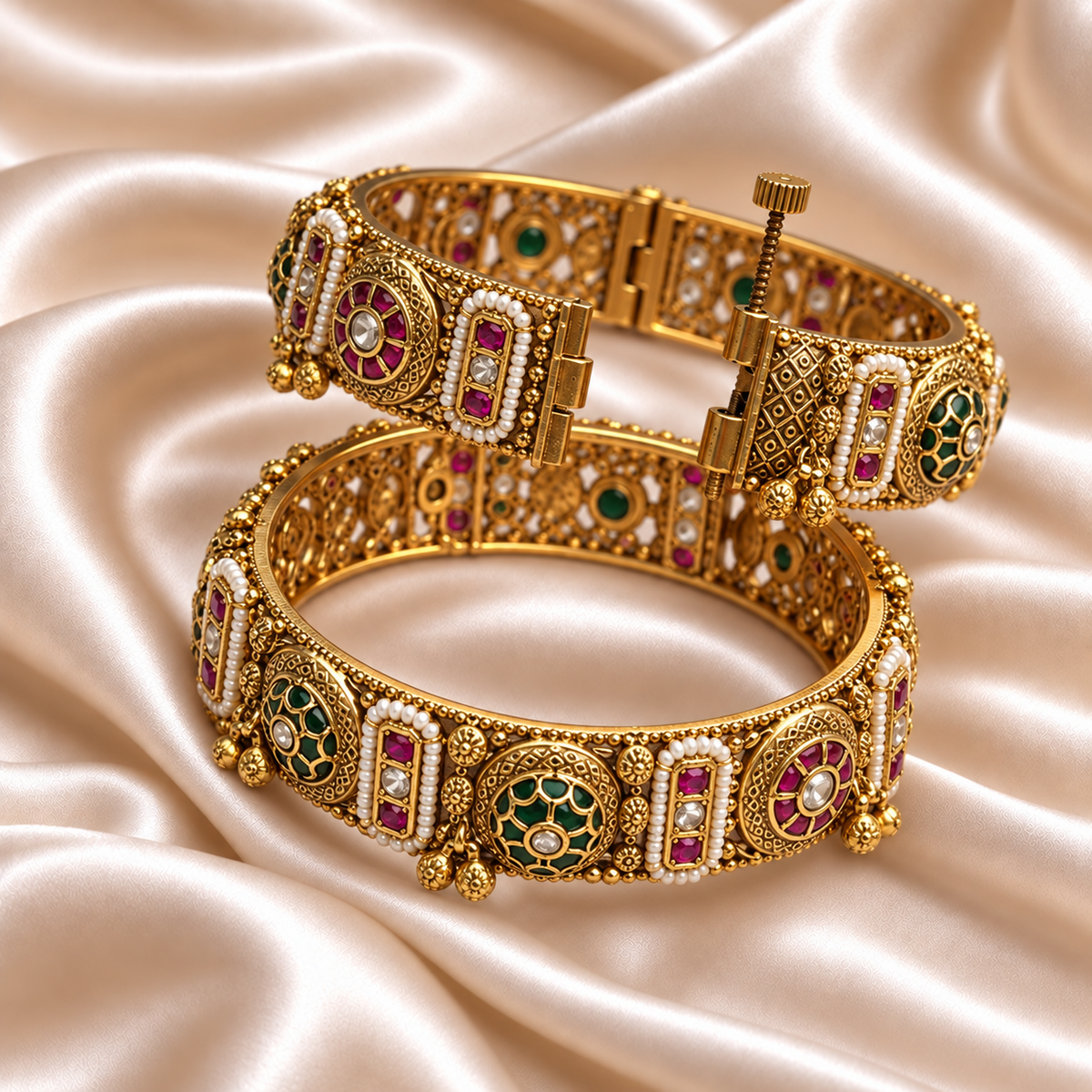 Rajwada Pearl & Beads with Stone Kada