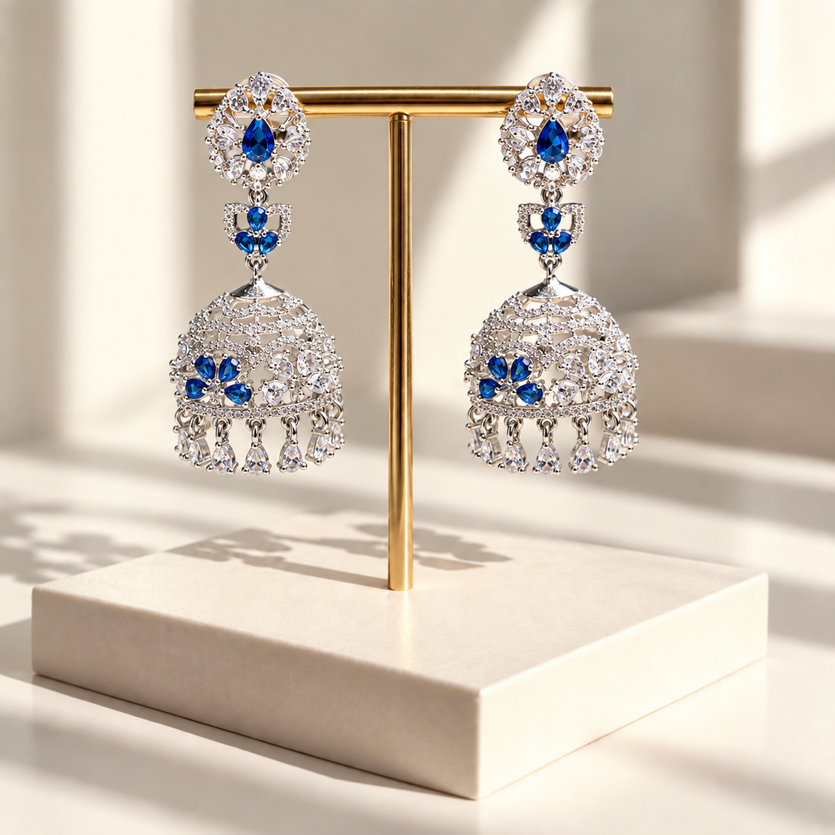 Elegant Stone Drop Jhumkas