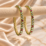 Twin Tone Round Kundan Stone Bangles