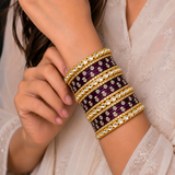 Floral Kundan Stone Bangle Set