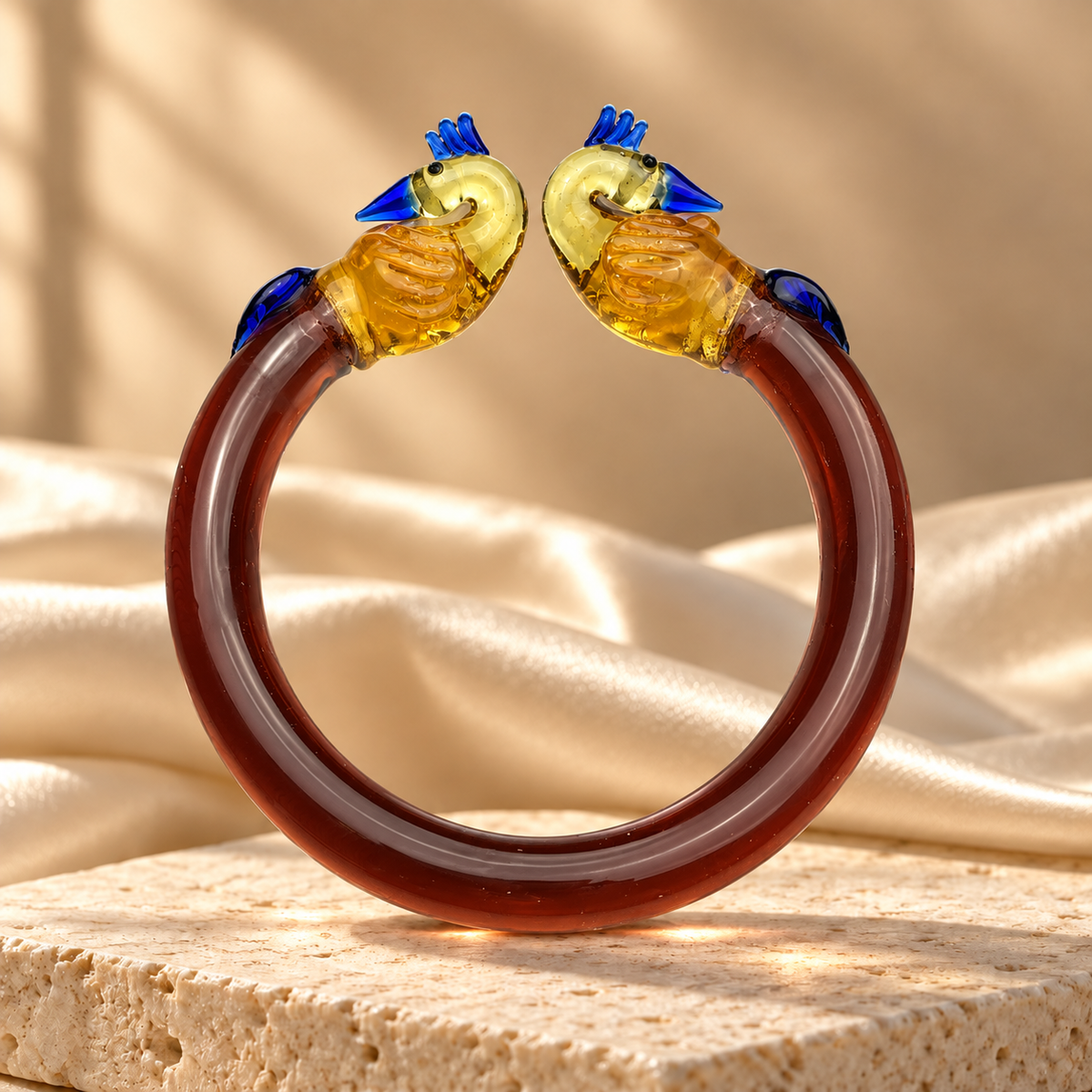 Royal Peacock Design Glass Kada