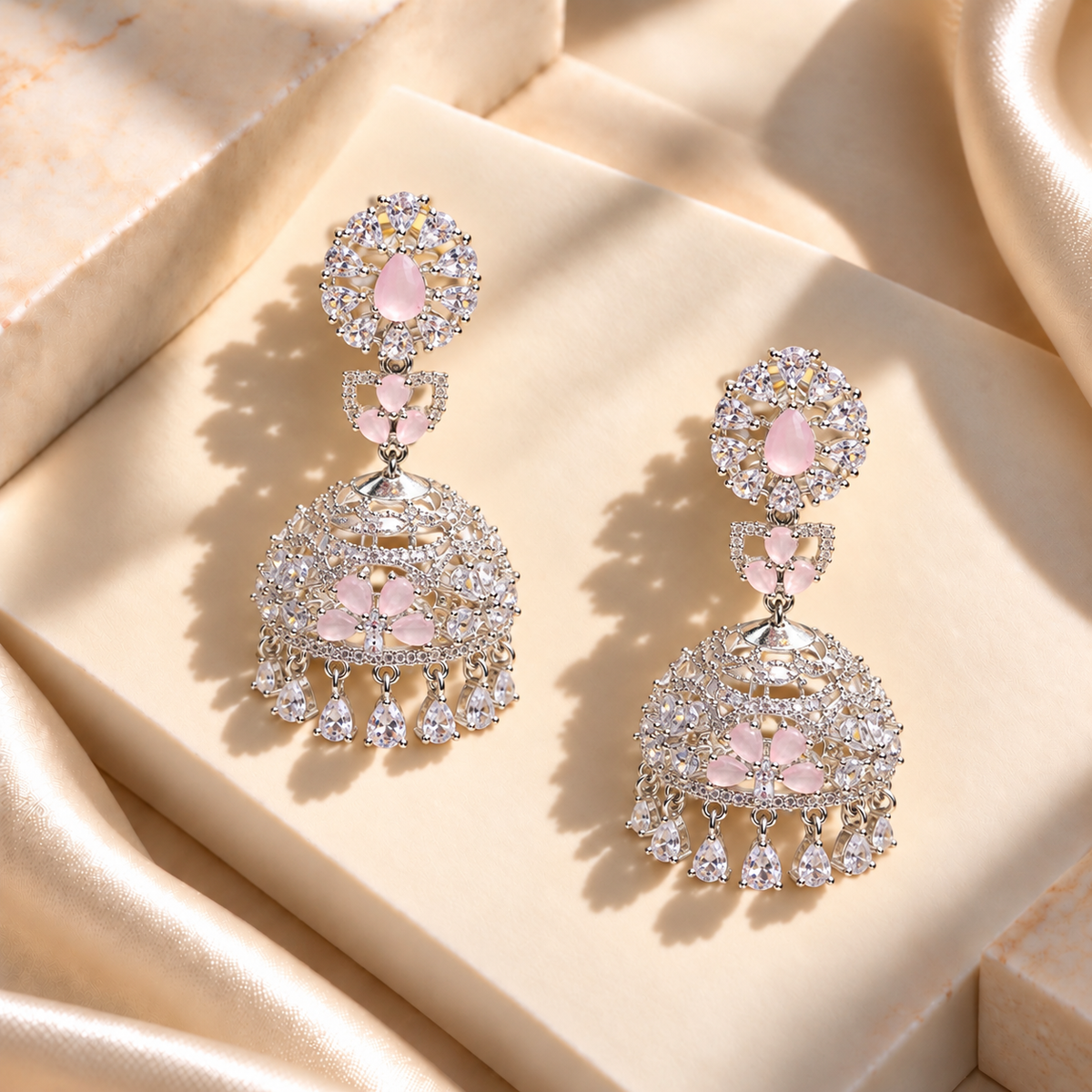 Elegant Stone Drop Jhumkas