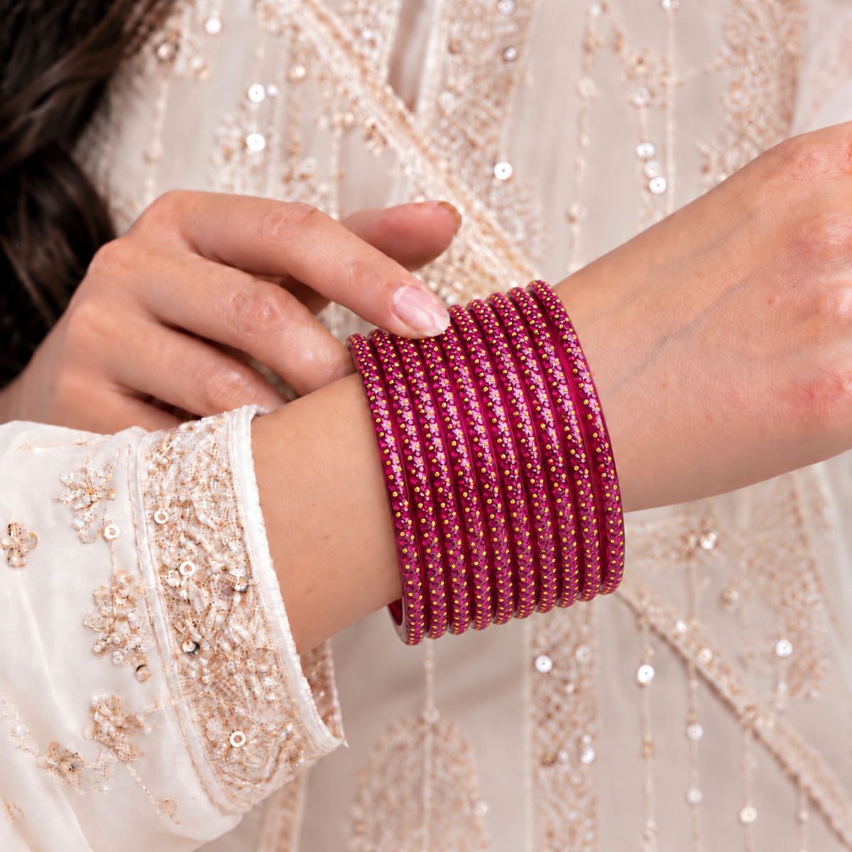Golden Dot Glass Bangle