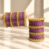 Floral Kundan Stone Bangle Set