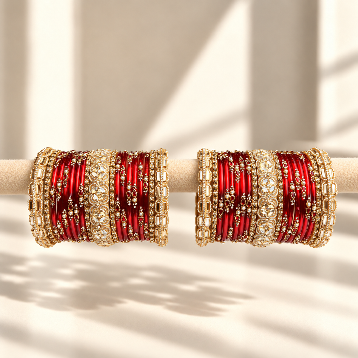 Floral Drop Stone Glass Bangle Set