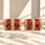 Floral Drop Stone Glass Bangle Set
