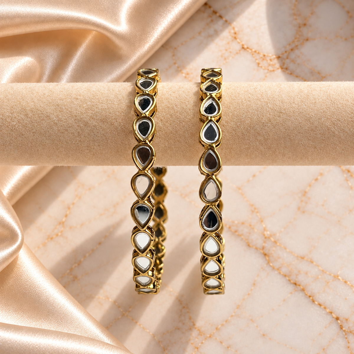 Big Drop Stone Line Bangles