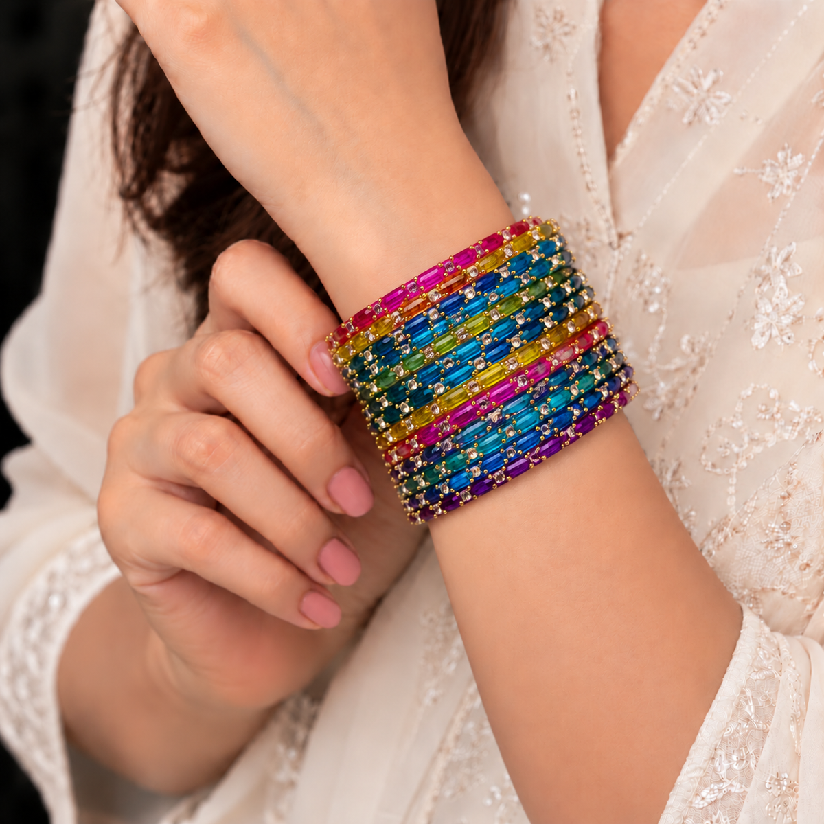 Sparkle Line Stone Bangles