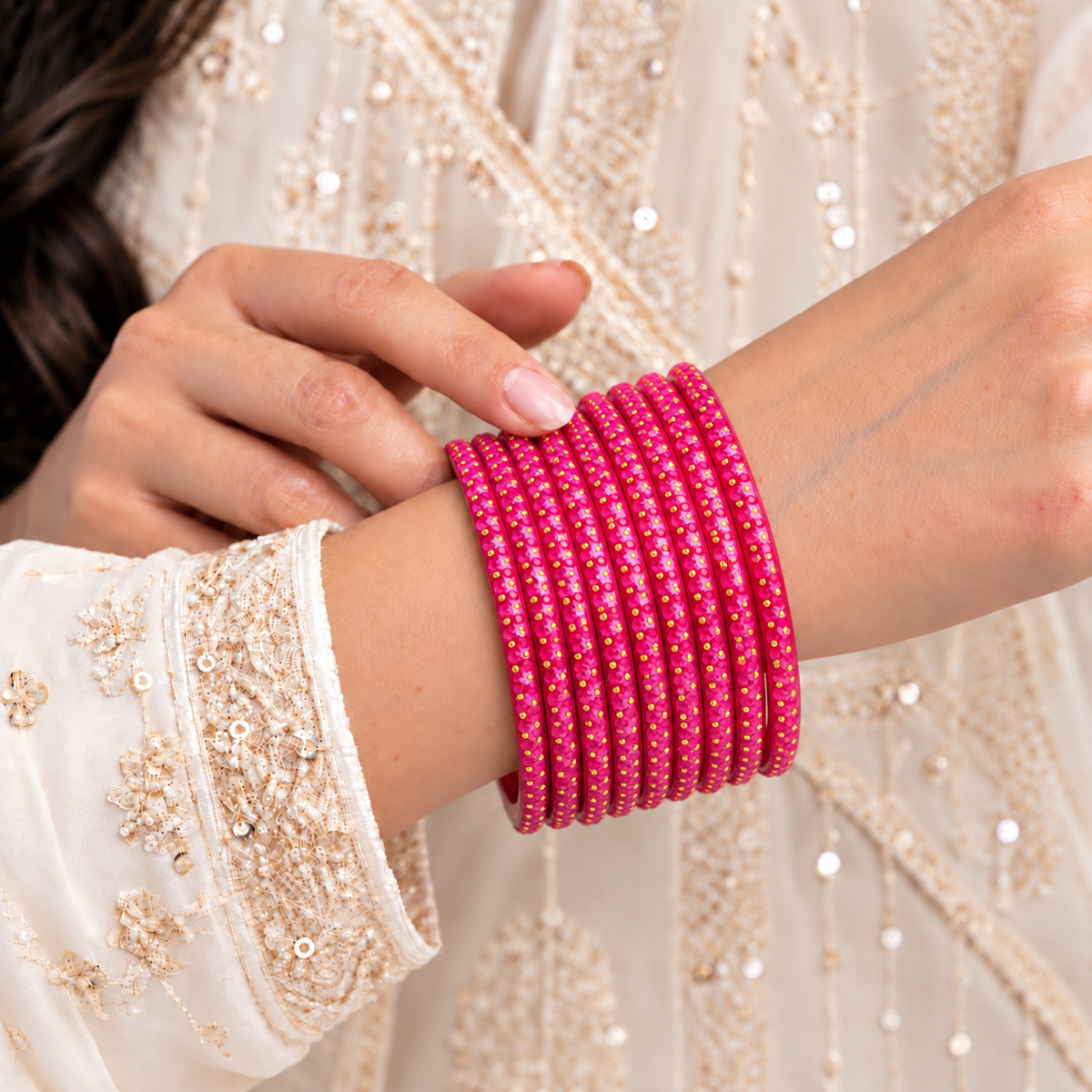 Golden Dot Glass Bangle