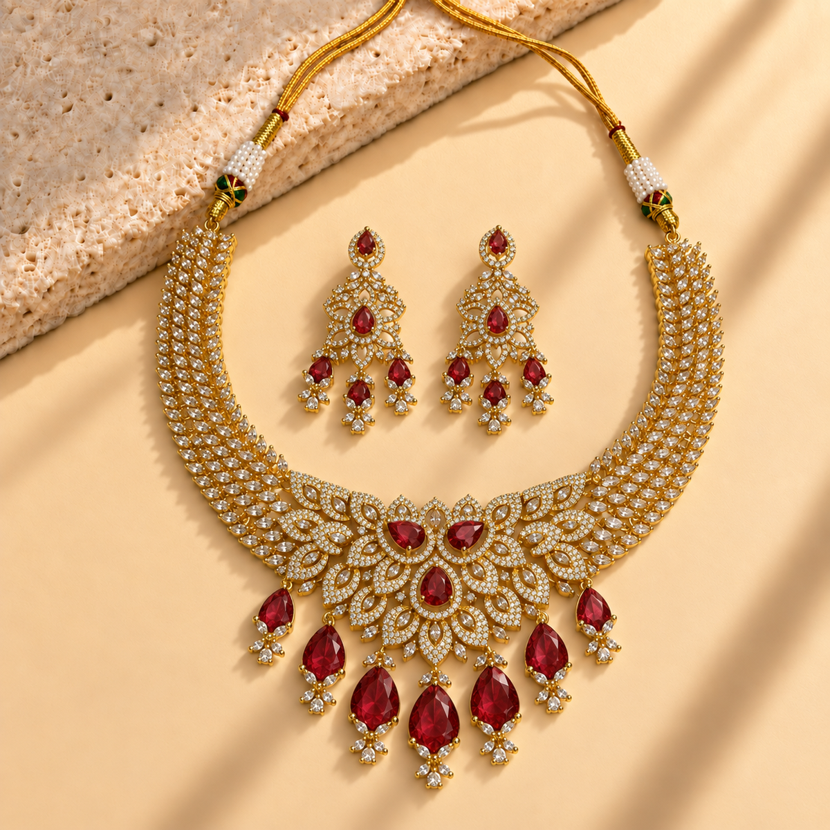 Leafwork Stone Necklace Set