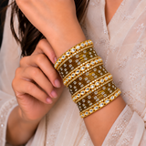 Floral Kundan Stone Bangle Set