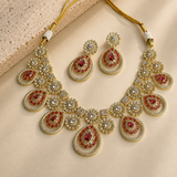 American Diamond Circular Pendant Necklace Set