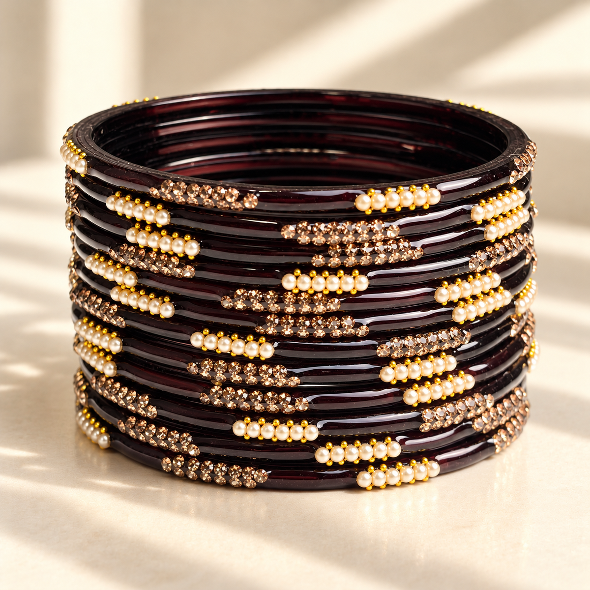 Pearl Line Glass Bangle