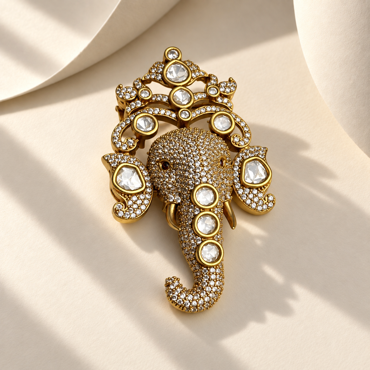 Elephant Mosonite Stone Classic Brooch