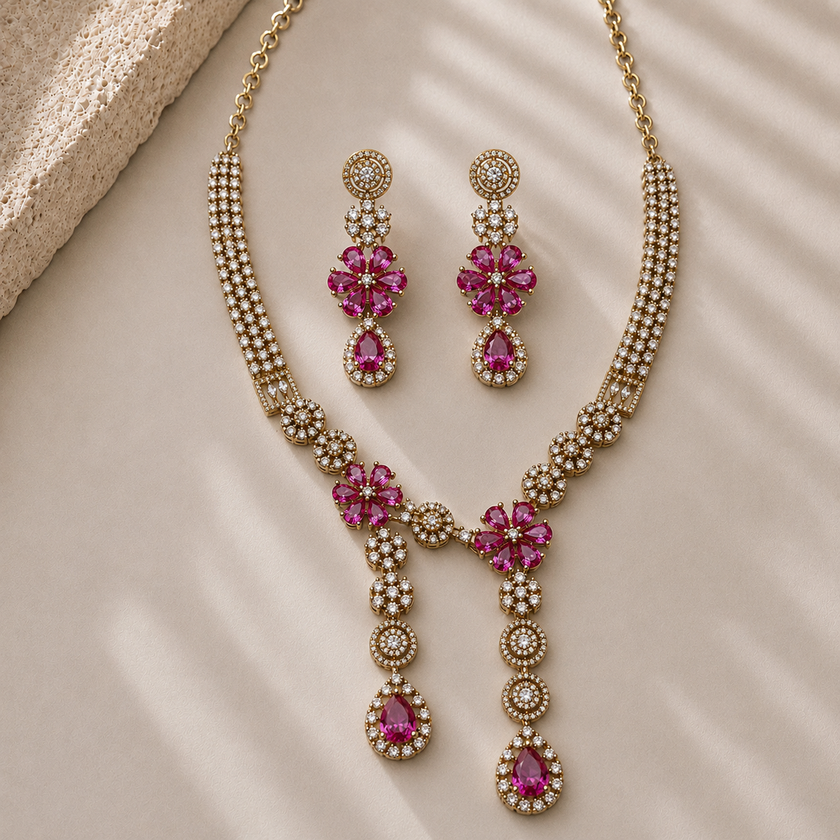 Twin Drop Motif Jewellery Set