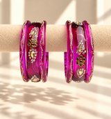Drop Stone Short Glass Kada Bangle Set