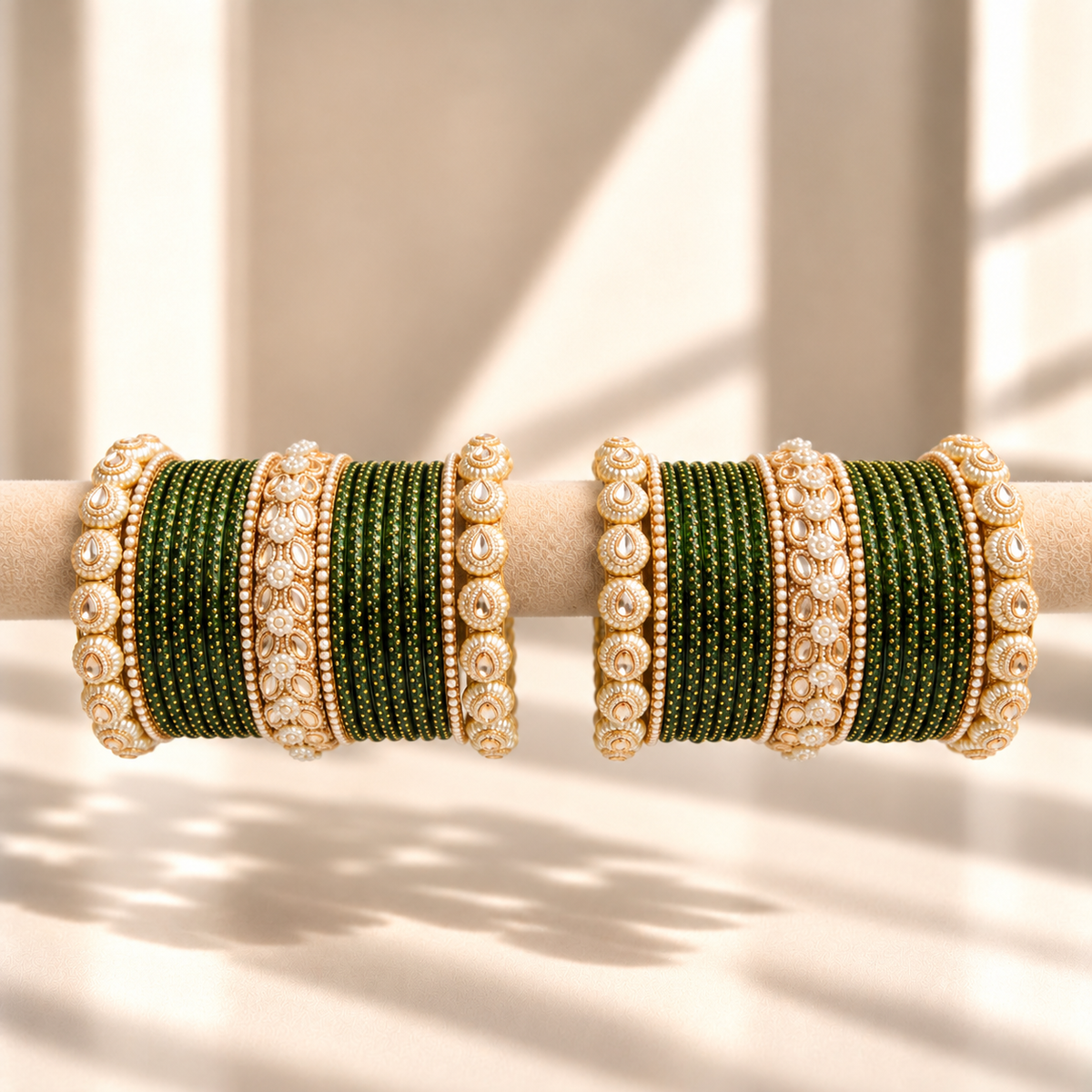 Drop Border Glass Bangle Set