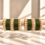 Drop Border Glass Bangle Set